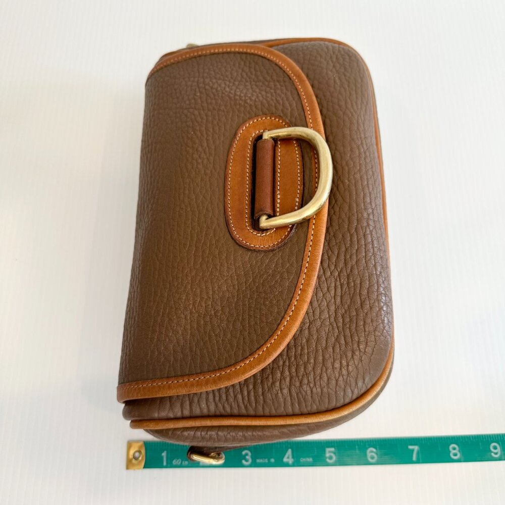 Vintage Dooney & Bourke Porthole Clutch Shoulder Bag Taupe/Tan AWL Rare - Picture 12 of 13